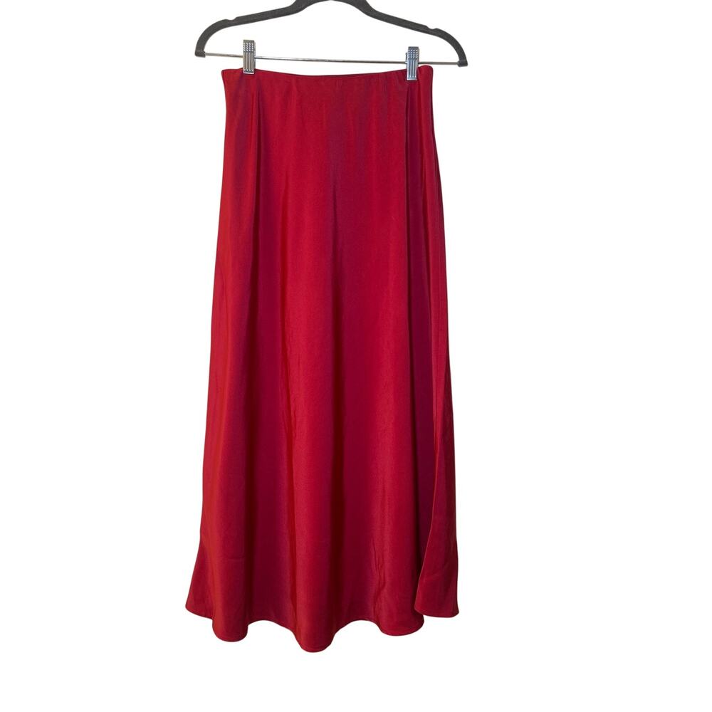 Red Satin Maxi Skirt Small